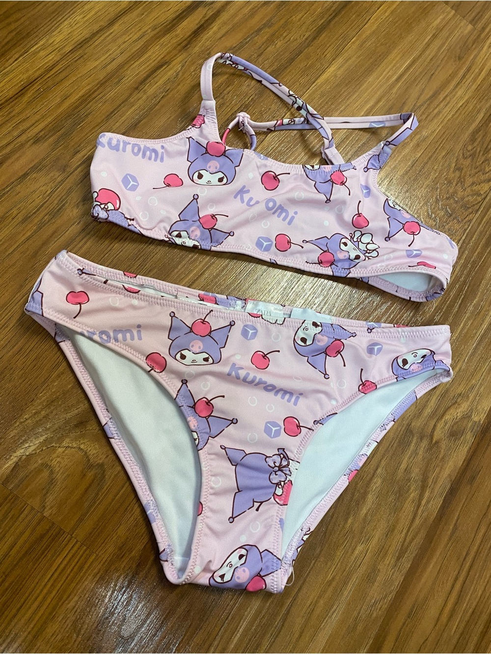 Zara Light Pink Kuromi Print Two-Piece Kids Swim Bikini